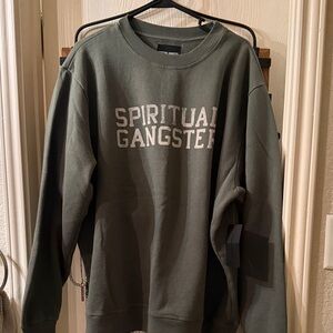 Spiritual Gangster Men's Olive Crewneck Sweater